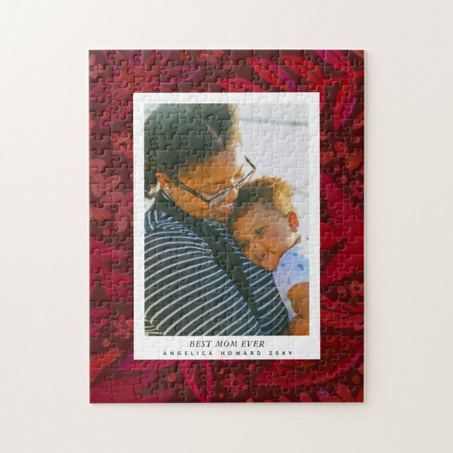 Red Botanical Frame Mother's Day Gift Jigsaw Puzzle (Vertical)