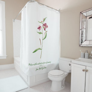 red botanical minimal vintage for her shower curtain