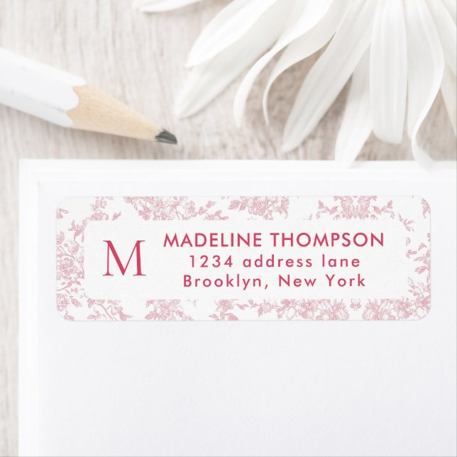 Red Botanical Toile Monogram Address (Insitu)