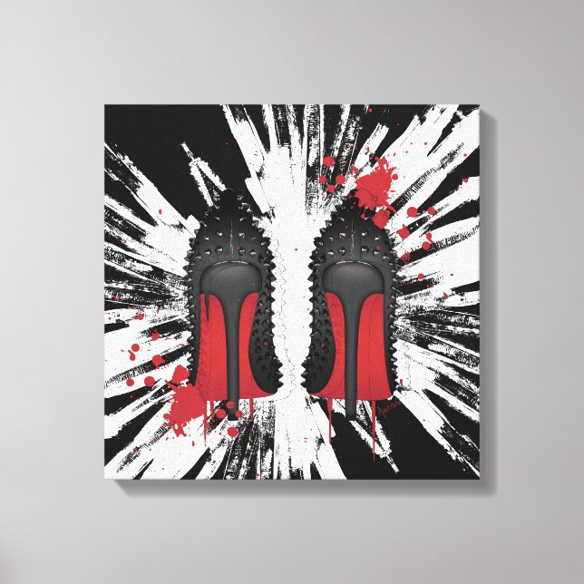 Red Bottoms Stilettos shoes heels spatters & drips Canvas Print (Front)