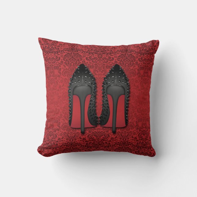 Red Bottoms stilettos shoes in RED DAMASK Cushion (Front)
