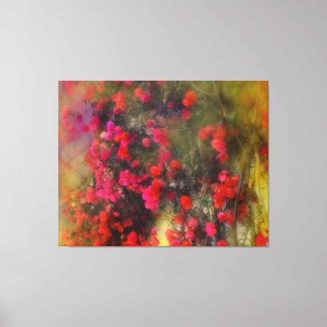 Red Bougainvillea Flowers Impressionism Fine Art Canvas Print (Front)