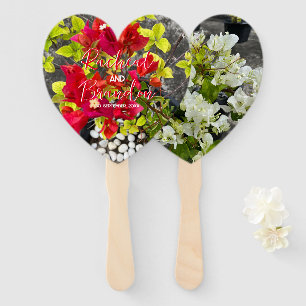 red bougainvillea or paper flower, red tropical hand fan