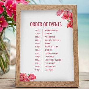 Red bougainvillea wedding order of events poster