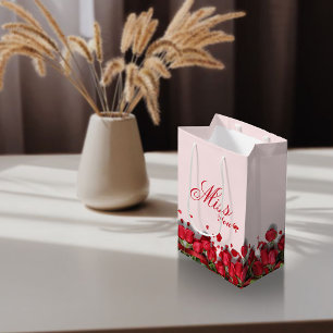 Red Bouquet of Flowers Gift Bag