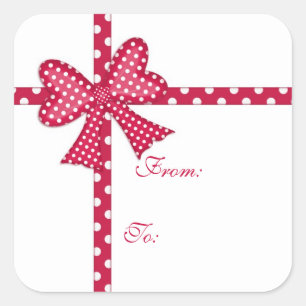 Red Bow and Ribbon Gift Tag Sticker