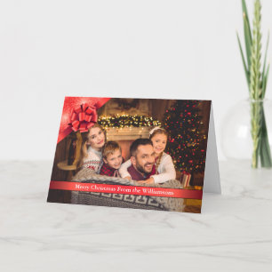 Red Bow and Ribbon Merry Christmas Photo Holiday Card