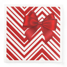 Red Bow and Stripes | Festive Dinner Party Napkins