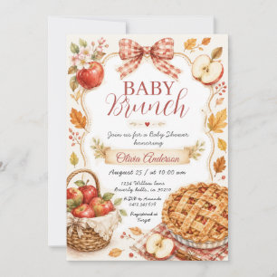 Red Bow Apple Cutie Pie Baby Shower Brunch Invitation