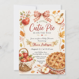 Red Bow Apple Cutie Pie Baby Shower Invitation