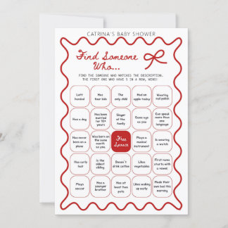 Red Bow Baby Shower - Editable Name, 5x7 Invitatio Invitation