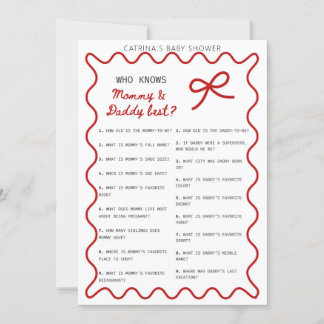 Red Bow Baby Shower - Editable Name, 5x7 Invitatio Invitation