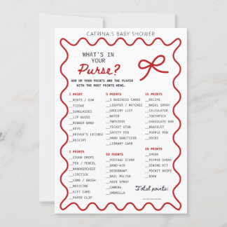 Red Bow Baby Shower - Editable Name, 5x7 Invitatio Invitation