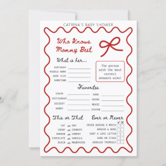 Red Bow Baby Shower - Editable Name, 5x7 Invitatio Invitation