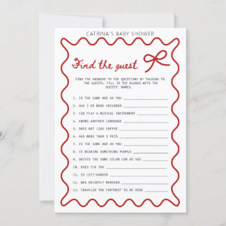 Red Bow Baby Shower - Editable Name, 5x7 Invitatio Invitation