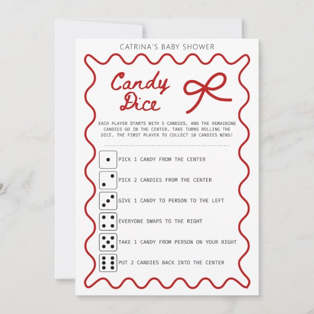 Red Bow Baby Shower - Editable Name, 5x7 Invitatio Invitation (Front)