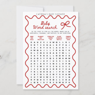 Red Bow Baby Shower - Editable Name, 5x7 Invitatio Invitation