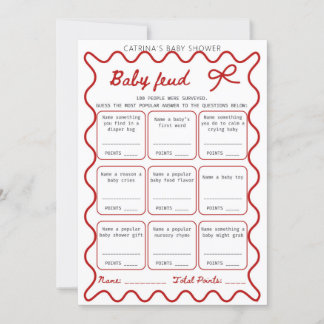 Red Bow Baby Shower - Editable Name, 5x7 Invitation