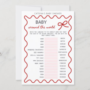 Red Bow Baby Shower - Editable Name, 5x7 Invitation