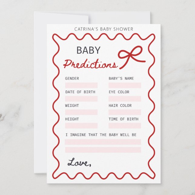 Red Bow Baby Shower - Editable Name, 5x7 Invitation (Front)