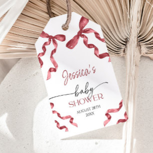 Red Bow Baby Shower  Gift Tags