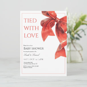 Red Bow Baby Shower Invitation Tied with Love 