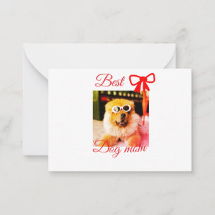 Red bow best dog mum dad photo dog/pet name  card