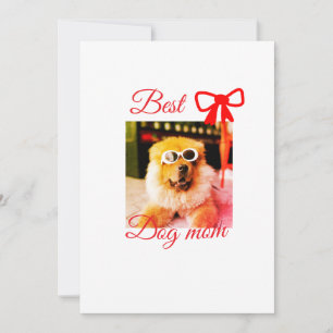 Red bow best dog mum dad photo dog/pet name  holiday card