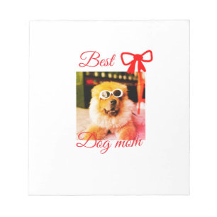 Red bow best dog mum dad photo dog/pet name notepad