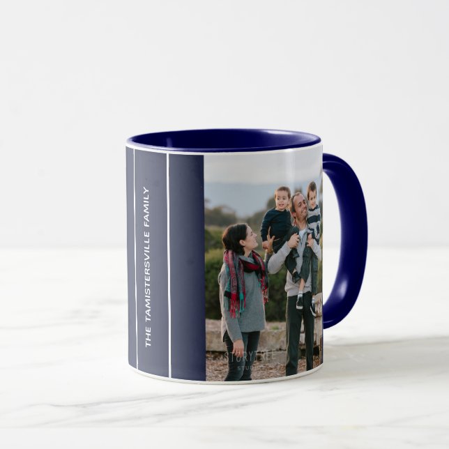 Red Bow Blue Merry Christmas | Photo Coffee Mug (Front Right)