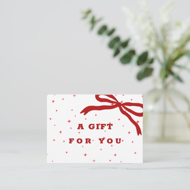 Red Bow Business Christmas gift certificate  Card (Standing Front)