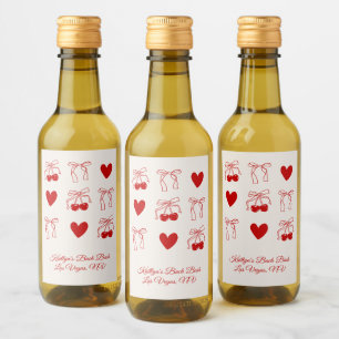 Red Bow Cherry Sweet Bachelorette Party Favour Wine Label