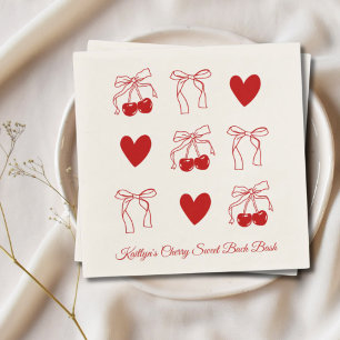 Red Bow Cherry Sweet Bachelorette Party Napkins