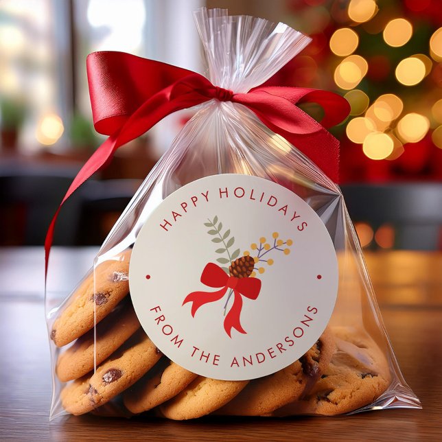 Red Bow Christmas Classic Round Sticker (Creator Uploaded)