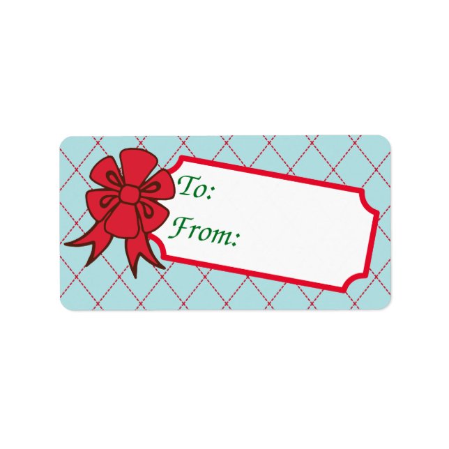 Red Bow Christmas Gift Tag Labels (Front)