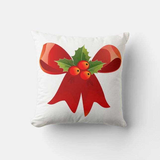 Red Bow Christmas Holiday  Cushion (Front)