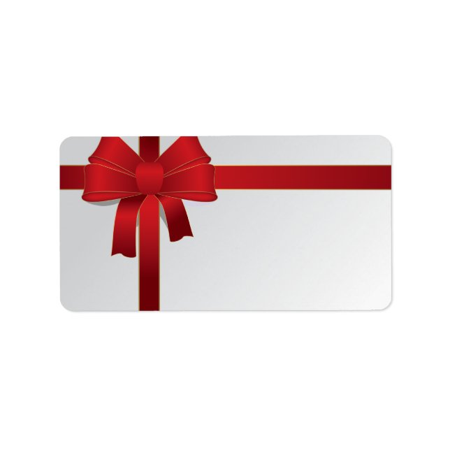 Red Bow Christmas Holiday Label (Front)