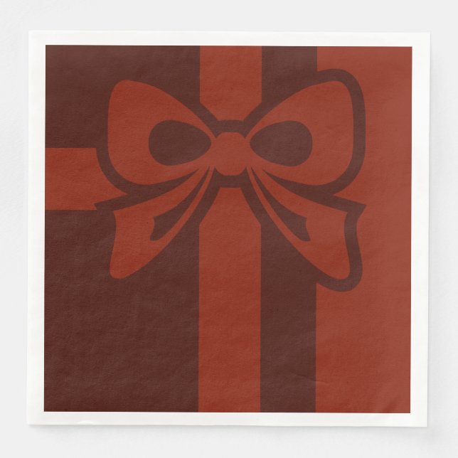 Red Bow - Christmas - Paper Napkin (Front)