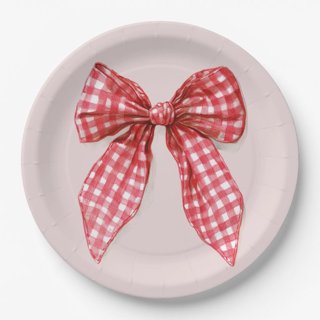 Red Bow Christmas Paper Plates (Front)