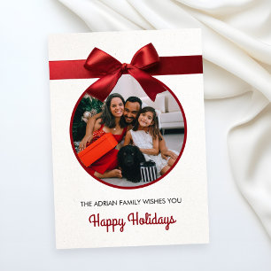 Red bow christmas photo holiday card