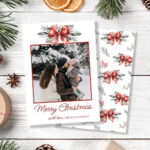Red Bow Christmas Photo Holiday Card
