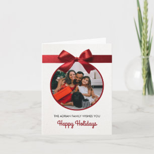 Red bow christmas photo holiday card