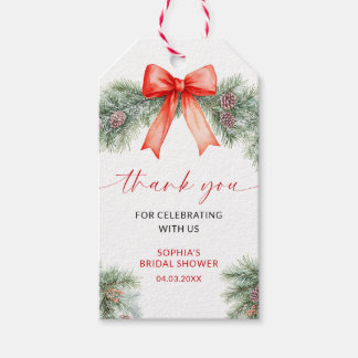 Red Bow Christmas Shower Favor Gift Tag