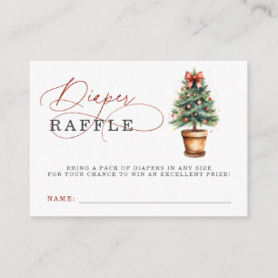 Red Bow Christmas Tree Baby Shower Diaper Raffle Enclosure Card