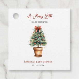 Red Bow Christmas Tree Merry Little Baby Shower Favour Tags