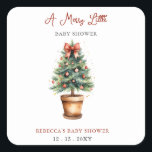 Red Bow Christmas Tree Merry Little Baby Shower Square Sticker<br><div class="desc">Celebrate the joy of a new arrival with our Red Bow Christmas Tree Merry Little Gender Neutral Baby Shower Design. Featuring a whimsical red bow Christmas tree and festive holiday elements, this adorable Design is perfect for a seasonal baby shower. Customise with your details to create a charming and joyful...</div>