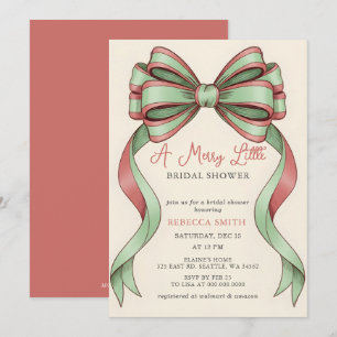 Red Bow Christmas Tree Merry Little Bridal Shower Invitation