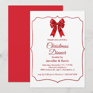 Red Bow Classic Traditional Christmas Dinner  Holiday Card