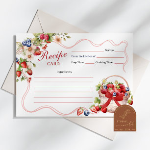 Red Bow Coquette Berry in Love Bridal Recipe Card