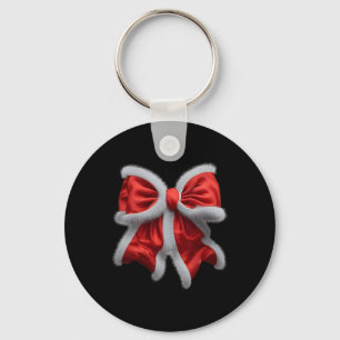 Red Bow Coquette For Christmas Santa Claus Xmas Bo Key Ring